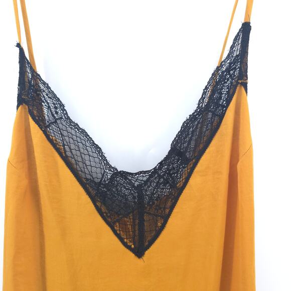 Midnight Bakery Y2K Lace Babydoll Mustard Marigold Slip Dress Mini Dress M - Picture 3 of 11